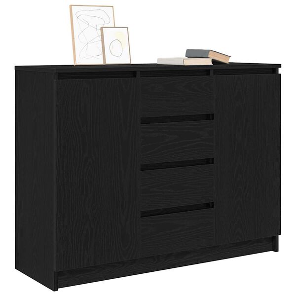 vidaXL Sideboard with Drawers Black Oak 100.5x35x76 cm Engineered Wood