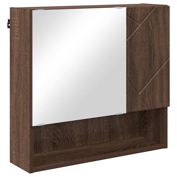 vidaXL Mirror Cabinet Brown Oak 59 x 17 x 55 cm Engineered Wood