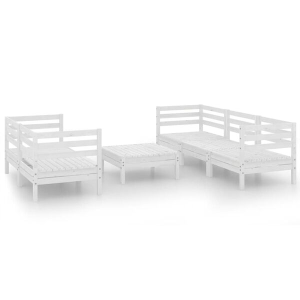 vidaXL 6 Piece Garden Lounge Set White Solid Pinewood