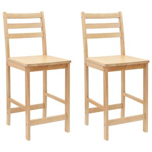 vidaXL Dining Chairs 2 pcs Solid Rubber Wood Natural