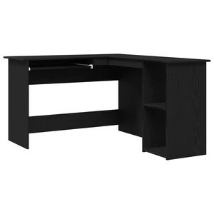 vidaXL Corner Desk Black Oak 120 x 140 x 75 cm Engineered Wood