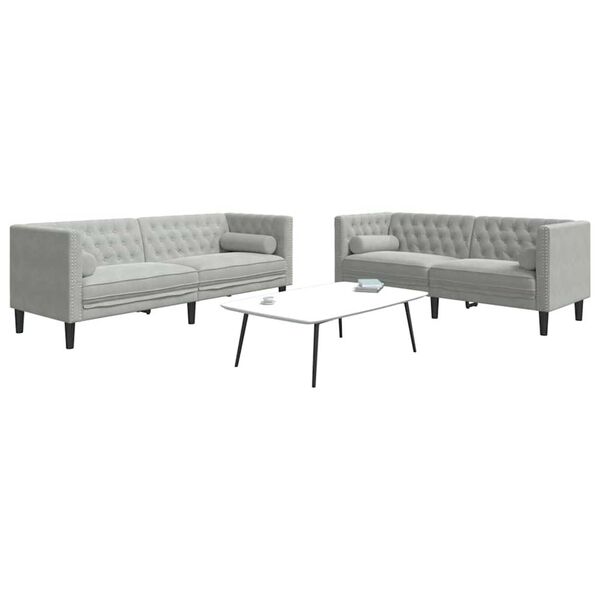 vidaXL Sofa Set Light grey Velvet