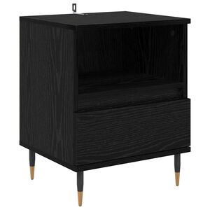 vidaXL Bedside Cabinet Black Oak 40 x 35 x 50 cm Engineered Wood