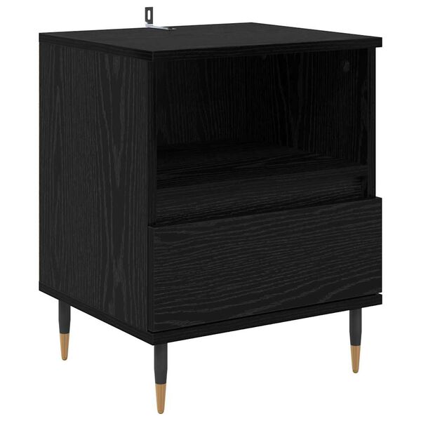 vidaXL Bedside Cabinet Black Oak 40 x 35 x 50 cm Engineered Wood