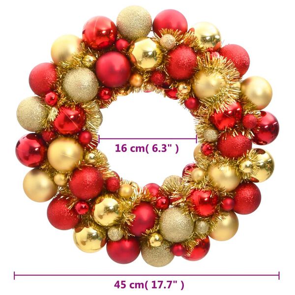 vidaXL Christmas Wreath Red and Gold 45 cm Polystyrene