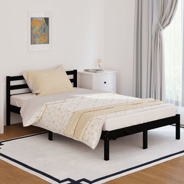vidaXL Bed Frame without Mattress Solid Wood Pine 120x200cm Black