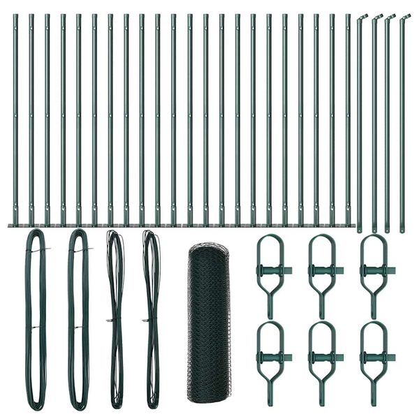 vidaXL Fence Post Green 50 x 0.4 m (25 mm mesh) Steel and PVC