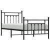 vidaXL Metal Bed Frame without Mattress with Footboard Black 90x200cm