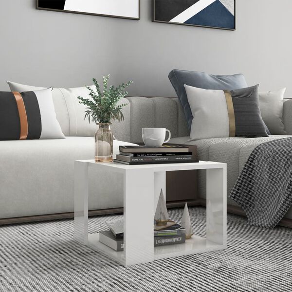 vidaXL Coffee Table High Gloss White 40x40x30 cm Engineered Wood