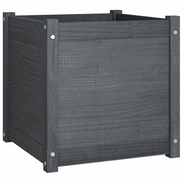 vidaXL Garden Planters 2 pcs Grey 50x50x50 cm Solid Pinewood