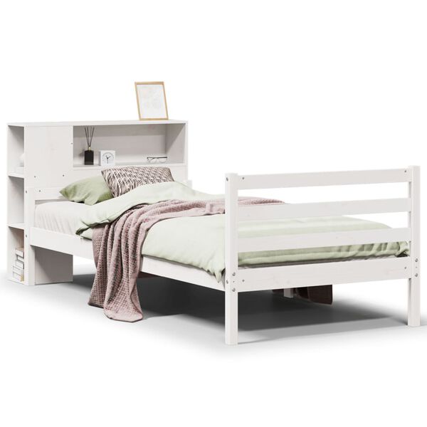 vidaXL Bookcase Bed without Mattress White 90x200 cm Solid Wood Pine