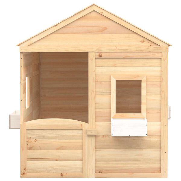 vidaXL Playhouse with Lockable Door and Flower Pots Solid Wood Fir