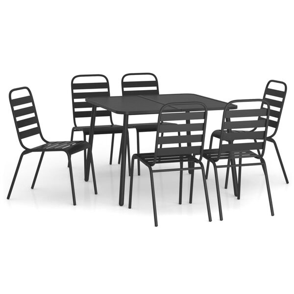 vidaXL 7 Piece Garden Dining Set Anthracite Steel
