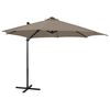 vidaXL Cantilever Garden Parasol with Pole and LED Lights Taupe 300 cm