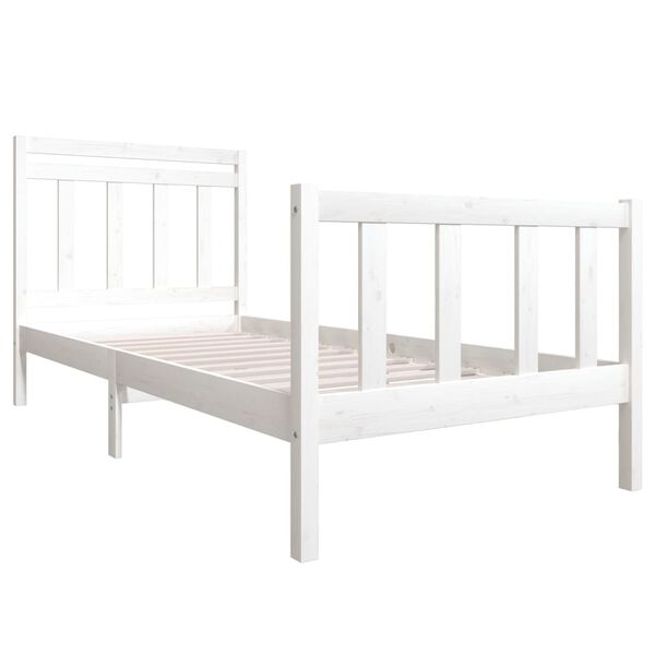 vidaXL Bed Frame without Mattress White Solid Wood 100x200 cm (810073+814080)