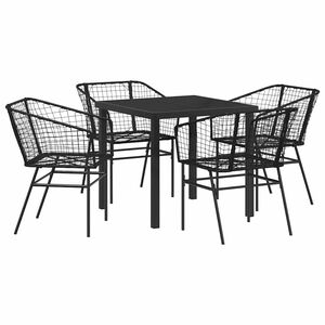 vidaXL Garden Dining Set 5 pcs Black Poly Rattan
