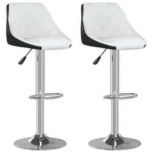 vidaXL Bar Stool | Set of 2 | White and black | Faux leather, chromed steel