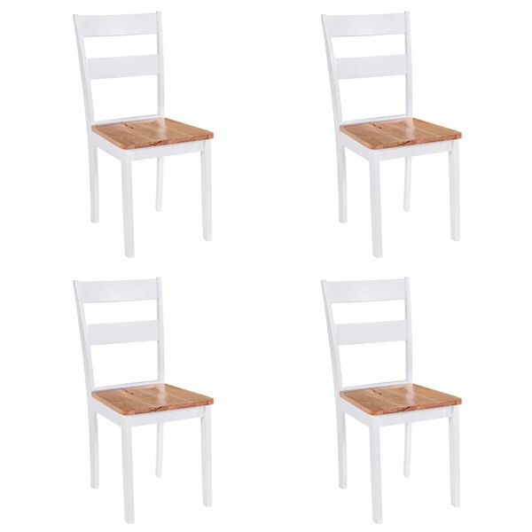 vidaXL Dining Chairs 4 pcs White Solid Rubber Wood