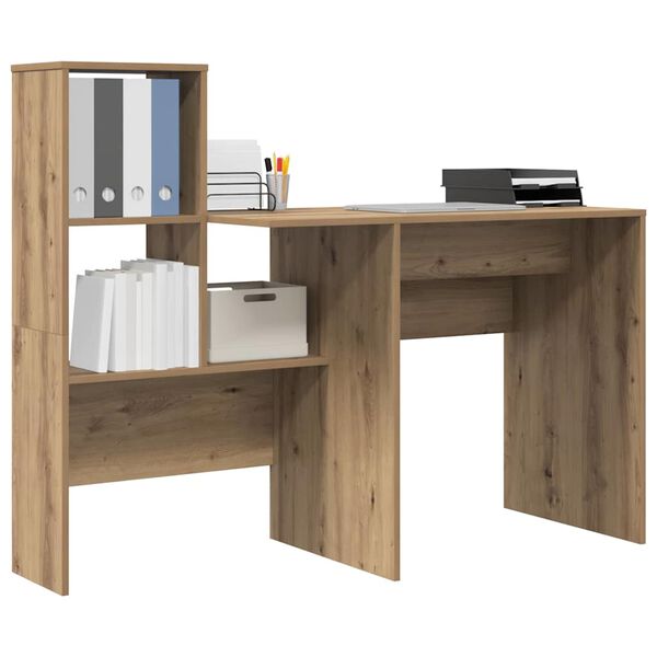 vidaXL Desk Artisan Oak 131.5 x 50 x 106.5 cm Engineered Wood