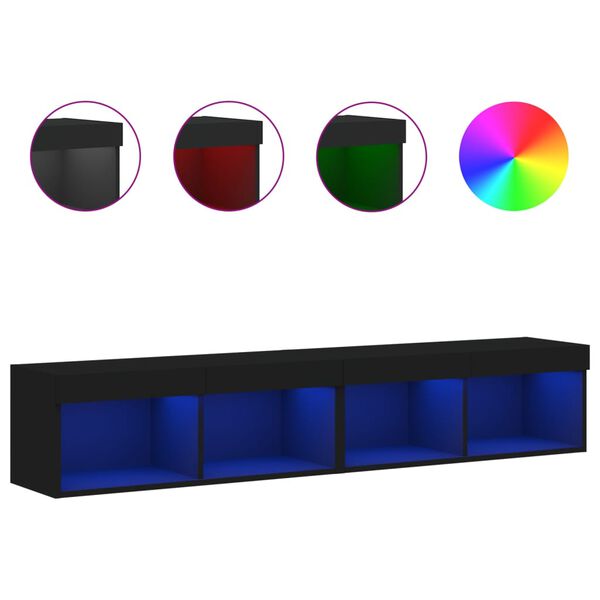 vidaXL TV Cabinets with LED Lights 2 pcs Black 80x30x30 cm