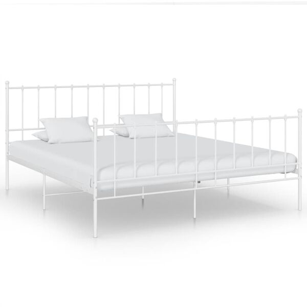 vidaXL Bed Frame without Mattress White Metal 180x200 cm Super King