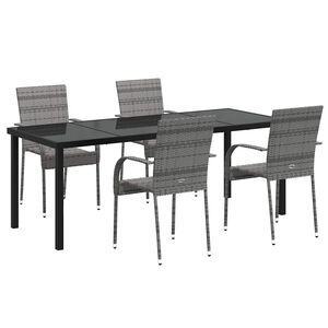 vidaXL Garden Dining Set 5 pcs Grey Powder-Coated Steel
