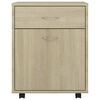 vidaXL Rolling Cabinet Sonoma Oak 45x38x54 cm Engineered Wood