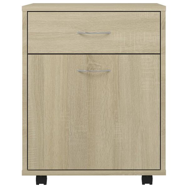 vidaXL Rolling Cabinet Sonoma Oak 45x38x54 cm Engineered Wood