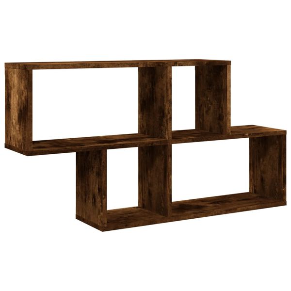 vidaXL Wall Shelf Smoked Oak 100x20x53 cm Engineered Wood