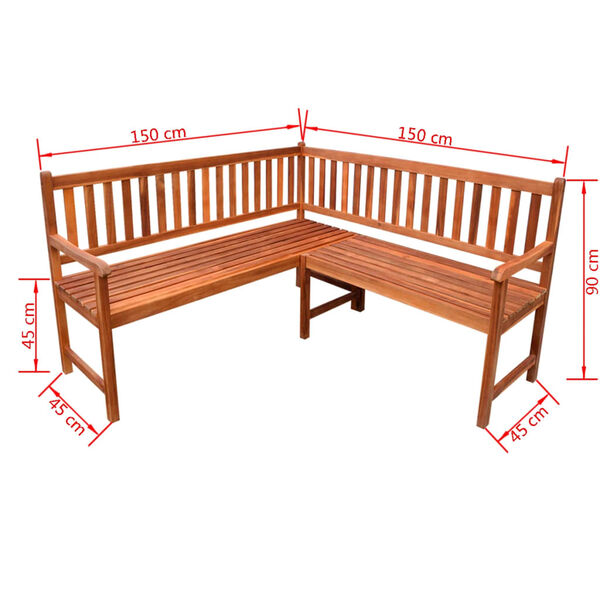 vidaXL Garden Corner Bench 150 cm Solid Acacia Wood