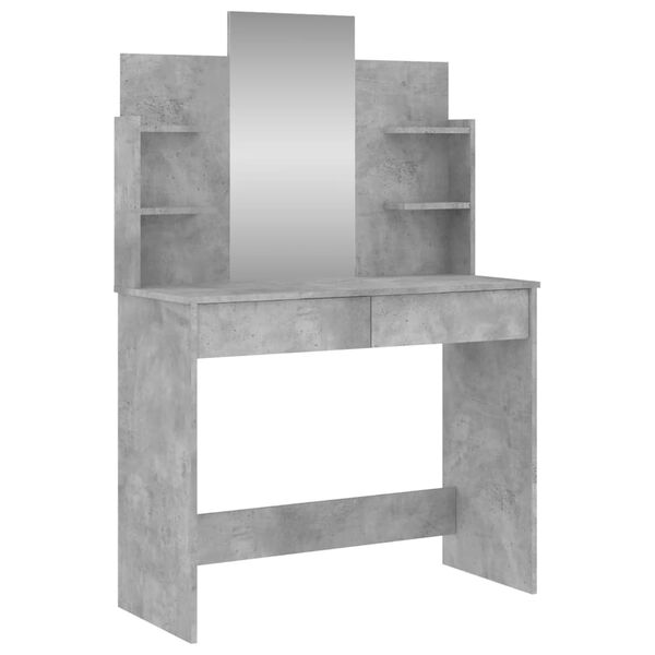 vidaXL Dressing Table with Mirror Concrete Grey 96x39x142 cm