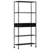 vidaXL Book Cabinet | Black, Natural Wood | Rough Mango Wood, Iron | Large