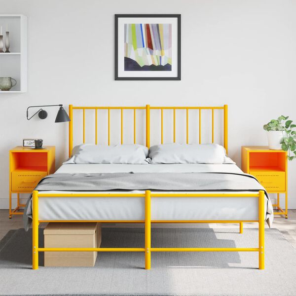 vidaXL Bedside Cabinets 2 pcs Mustard Yellow 36x39x60.5 cm Steel