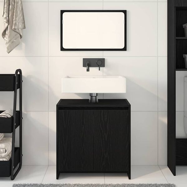 vidaXL Bathroom Cabinet Black Oak 60 x 33 x 60 cm Engineered Wood