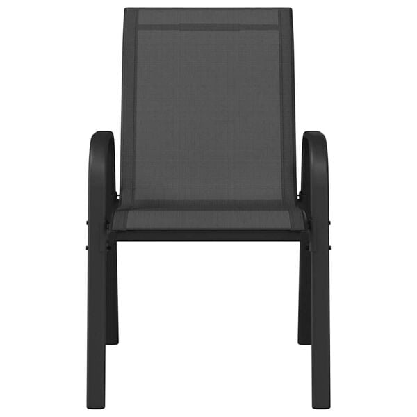 vidaXL Stackable Garden Chairs 4 pcs Black Textilene Fabric