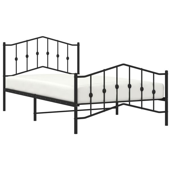 vidaXL Metal Bed Frame without Mattress with Footboard&nbsp;Black 107x203cm