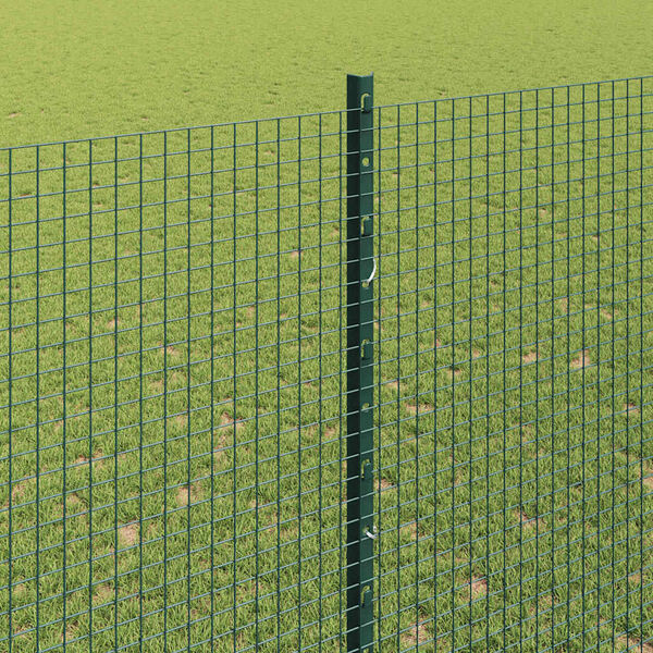 vidaXL Fence with Post Green 1.5 x 10 m Steel and PVC