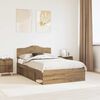 vidaXL Bed Frame Artisian Oak 135 x 190 cm Solid Pine Wood