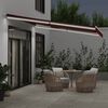 vidaXL Manual Retractable Awning with LED Burgundy 400x350 cm