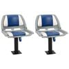 vidaXL 4 Piece Foldable Boat Seat Set Blue and White 48x51x41 cm