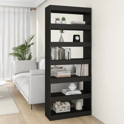 vidaXL Book Cabinet/Room Divider Black 80x30x198 cm Engineered Wood