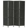 vidaXL 4-Panel Room Divider Black 154x160 cm Water Hyacinth