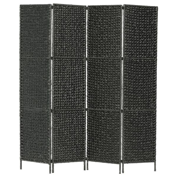 vidaXL 4-Panel Room Divider Black 154x160 cm Water Hyacinth
