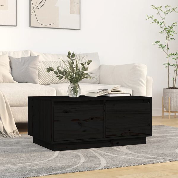 vidaXL Coffee Table Black 80x50x35 cm Solid Wood Pine