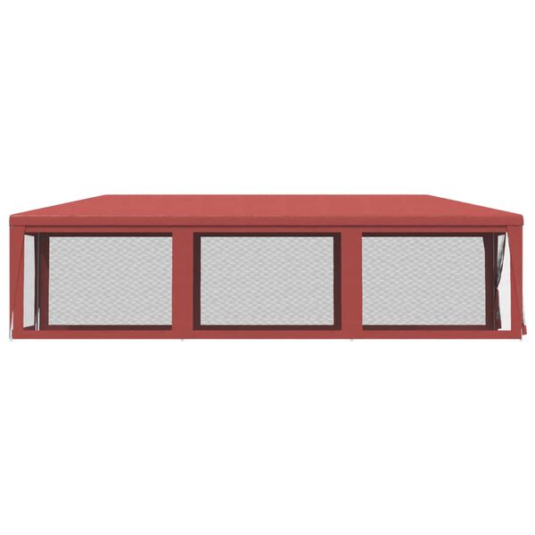 vidaXL Party Tent with 8 Mesh Sidewalls Red 3x9 m HDPE