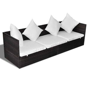 vidaXL Sun Lounger Brown 200 x 60 x 58 cm Poly Rattan