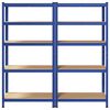 vidaXL 5-Layer Storage Shelves 2 pcs Blue Steel&Engineered Wood