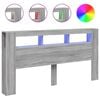 vidaXL LED Headboard Grey Sonoma 200x18,5x103,5 cm Engineered Wood