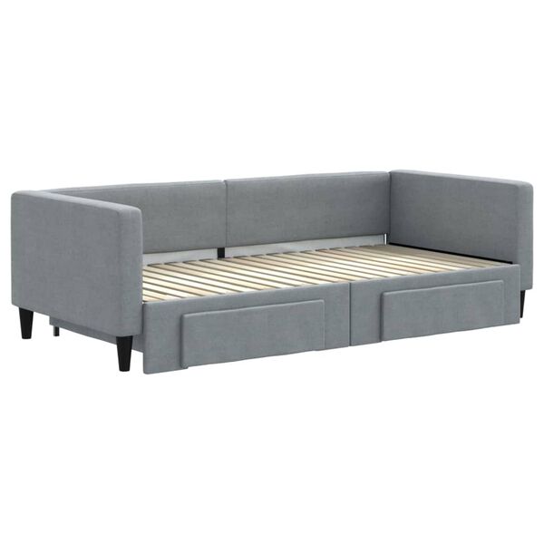 vidaXL Daybed with Trundle&Drawers without Mattress Light Grey 90x190 cm Single