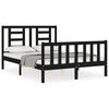vidaXL Bed Frame without Mattress Black Double Solid Wood Pine